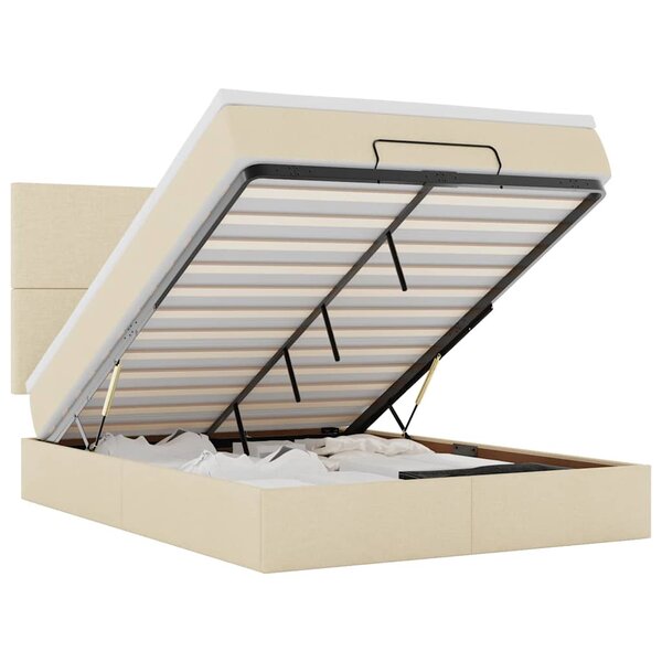 VidaXL Cadre de lit ottoman avec matelas crème 140x200 cm tissu