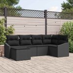 vidaXL Ensemble de salle à manger pour jardin avec coussin 6 Pièces Noir