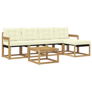 vidaXL Ensemble de canapés d'extérieur 6 pc Blanc et crème