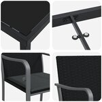 vidaXL Ensemble de salle à manger pour jardin 3 Pièces Noir Poly rotin