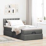 vidaXL Lit ottoman avec matelas et LED Gris foncé 80x200cm tissu