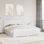 vidaXL Cadre de lit avec tiroir Blanc 180 x 200 cm Bois d'ingénierie