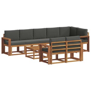 vidaXL Ensemble de canapés d'extérieur 9 pc Naturel et Anthracite