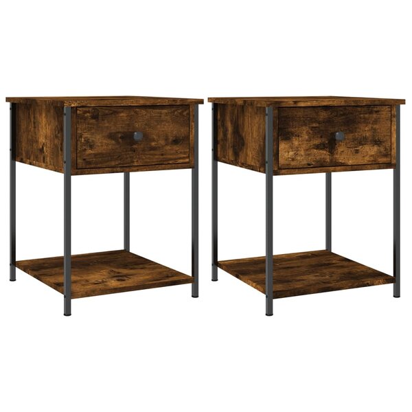 vidaXL Tables de chevet 2 Pièces chêne fumé 44x45x58 cm bois d’ingénierie