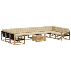 vidaXL Ensemble de canapés d'extérieur 11 pc Blanc et Beige