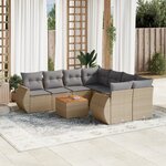 vidaXL Salon de jardin avec coussins 9 Pièces beige résine tressée