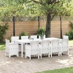 vidaXL Ensemble de salle à manger pour jardin 11 Pièces Blanc Rattan Polt