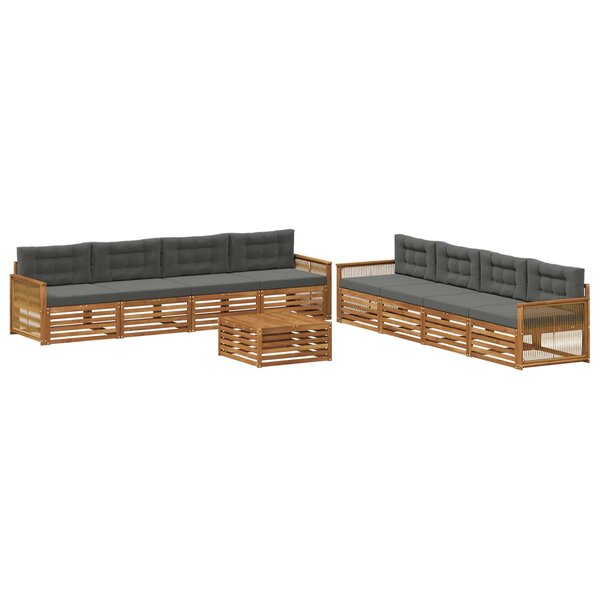 vidaXL Ensemble de canapés d'extérieur 9 Pièces Naturel et Anthracite