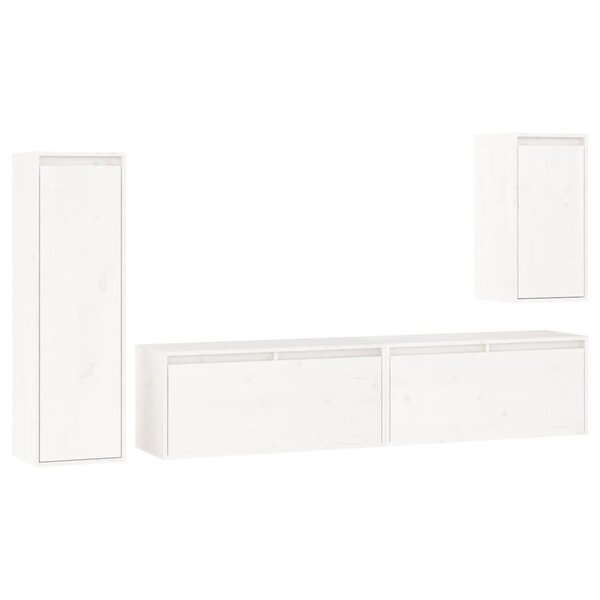 vidaXL Meubles TV 4 Pièces Blanc Bois massif de pin