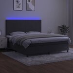 vidaXL Sommier à lattes de lit avec matelas LED Gris foncé 180x200 cm