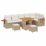 vidaXL Ensemble de canapé de jardin avec coussin 9 Pièces Beige et crème
