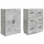 vidaXL Ensemble de Meubles 2 Pièces Gris béton 66 x 34 5 x 87 cm
