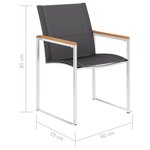 Vidaxl chaises de jardin 2 pièces textilène et acier inoxydable gris