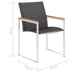 vidaXL Chaises de jardin 2 Pièces Textilène et acier inoxydable Gris