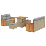 vidaXL Ensemble de canapé de jardin 8 Pièces Beige Poly rotin