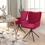 vidaXL Chaises pivotantes à manger lot de 2 Rouge bordeaux Velours