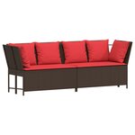 vidaXL Canapé de jardin avec coussins marron résine tressée