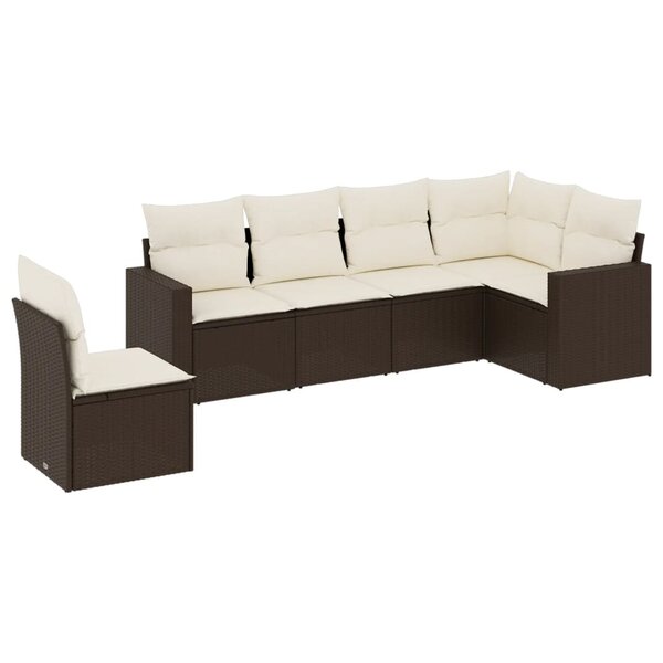 vidaXL Salon de jardin avec coussins 6 Pièces marron résine tressée