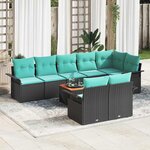 vidaXL Ensemble de canapé de jardin 9 Pièces Noir Poly rotin