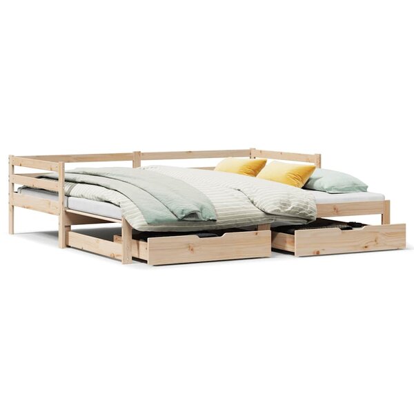 vidaXL Lit de jour avec gigogne et tiroirs sans matelas 90x190 cm