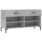 vidaXL Banc à chaussures gris béton 102x35x55 cm bois d'ingénierie