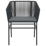 vidaXL Ensemble à manger de jardin et coussins 3 Pièces noir rotin verre