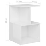 Vidaxl table de chevet blanc brillant 35x35x55 cm aggloméré