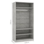 vidaXL Garde-robe Gris cement 100 x 50 x 200 cm Aggloméré