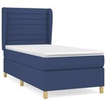 vidaXL Sommier à lattes de lit avec matelas Bleu 90x200 cm Tissu