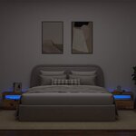 VidaXL Table de chevet avec lumières LED vieux bois bois d'ingénierie