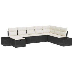 vidaXL Ensemble de canapé de jardin avec coussin 8 Pièces Noir polyrotin