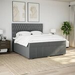 vidaXL Sommier à lattes de lit avec matelas Gris foncé 200x200cm Tissu