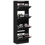 vidaXL Armoire à chaussures 4 tiroirs rabattables noir 60x34x187 5 cm