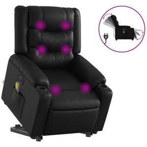 vidaXL Fauteuil inclinable de massage électrique noir similicuir