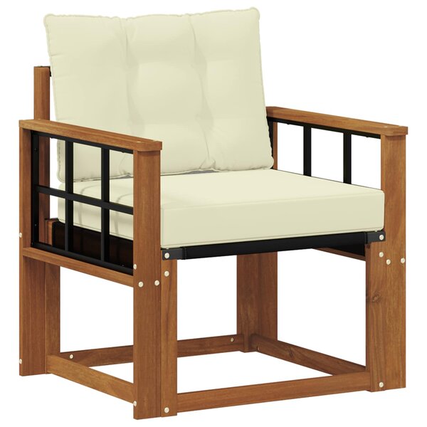 vidaXL Canapé d’extérieur Bois d'Acacia Massif Naturel et Crème