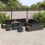 vidaXL Ensemble de canapé de jardin 13 Pièces Noir Poly rotin