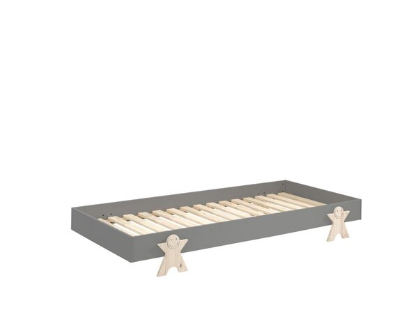 Lit Modulo Smiley Gris Empilable 90x200 L 203 6 x Lg 93 8 x H 27 5 cm