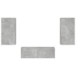 vidaXL Meuble TV muraux 3 Pièces avec lumières LED gris béton
