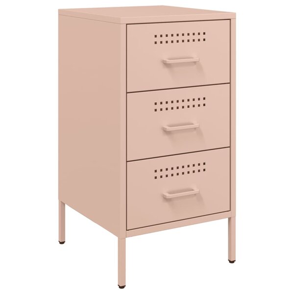 vidaXL Table de chevet rose 36x39x68 cm acier laminé à froid