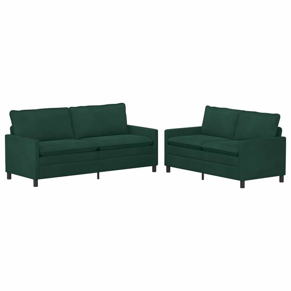 vidaXL Ensemble de Canapés 2 Pièces Vert foncé Velours