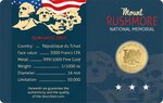 Pièce de monnaie en Or 3000 Francs g 0.031 (1/1000 oz) Millésime 2024 Gold Gift MOUNT RUSHMORE 1/1000