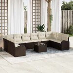 vidaXL Ensemble de canapé de jardin 11 Pièces Marron Poly rotin