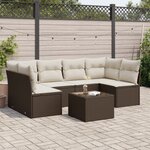 vidaXL Salon de jardin avec coussins 7 Pièces marron résine tressée