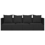vidaXL Lit de salon d'extérieur avec coussins Noir Résine tressée
