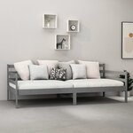 vidaXL Lit de repos avec matelas 90x200 cm Gris Bois de pin massif