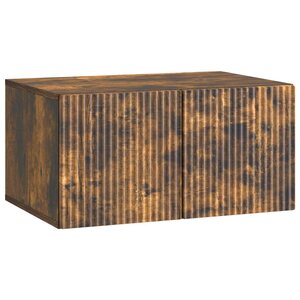 vidaXL Meuble TV mural Chêne fumé 59 5 x 41 x 30 cm Bois d'ingénierie