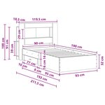 vidaXL Cadre de lit avec rangement Bois ancien 90 x 190 cm