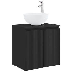 vidaXL Vanité de lavabo mural Noir 49 5 x 35 x 63 cm Bois d'ingénierie