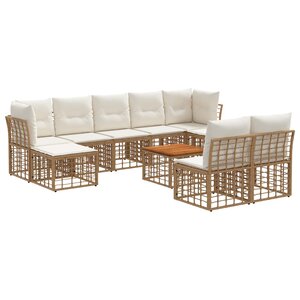 vidaXL Ensemble de canapés d'extérieur 10 pc Blanc Naturel et Crème
