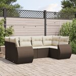 vidaXL Salon de jardin avec coussins 6 Pièces marron résine tressée